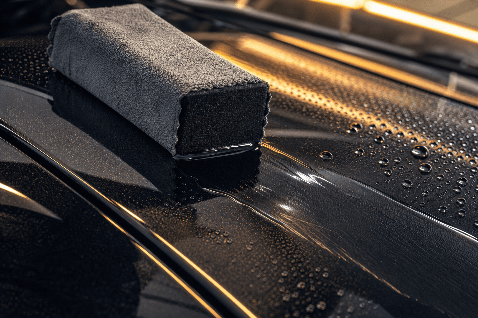 Applying ceramic coating to a polished dark car panel